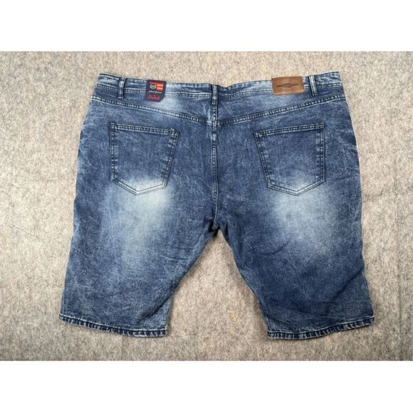 Phat Farm Bermuda Shorts Men's Size 46 Blue Denim Acid Wash Pleated Distressed - Picture 5 of 7